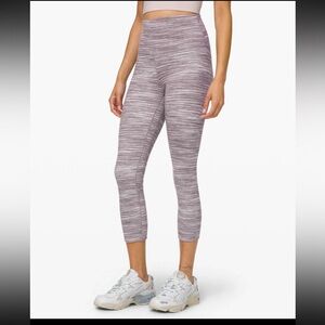 Lululemon Align Crop 21" Mini Space Dye Herringbone Jacquard Blk Cherry White 8‎